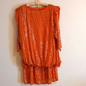 Woman's silk 2piece beaded evening dress.